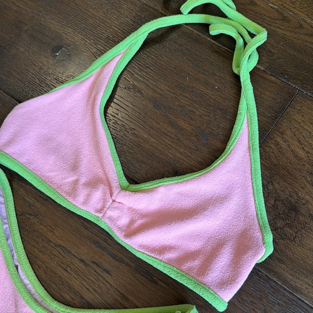 Frankie's Bikinis - Halter Top & Sawyer Terry Cheeky Bikini Bottom - Size: Large